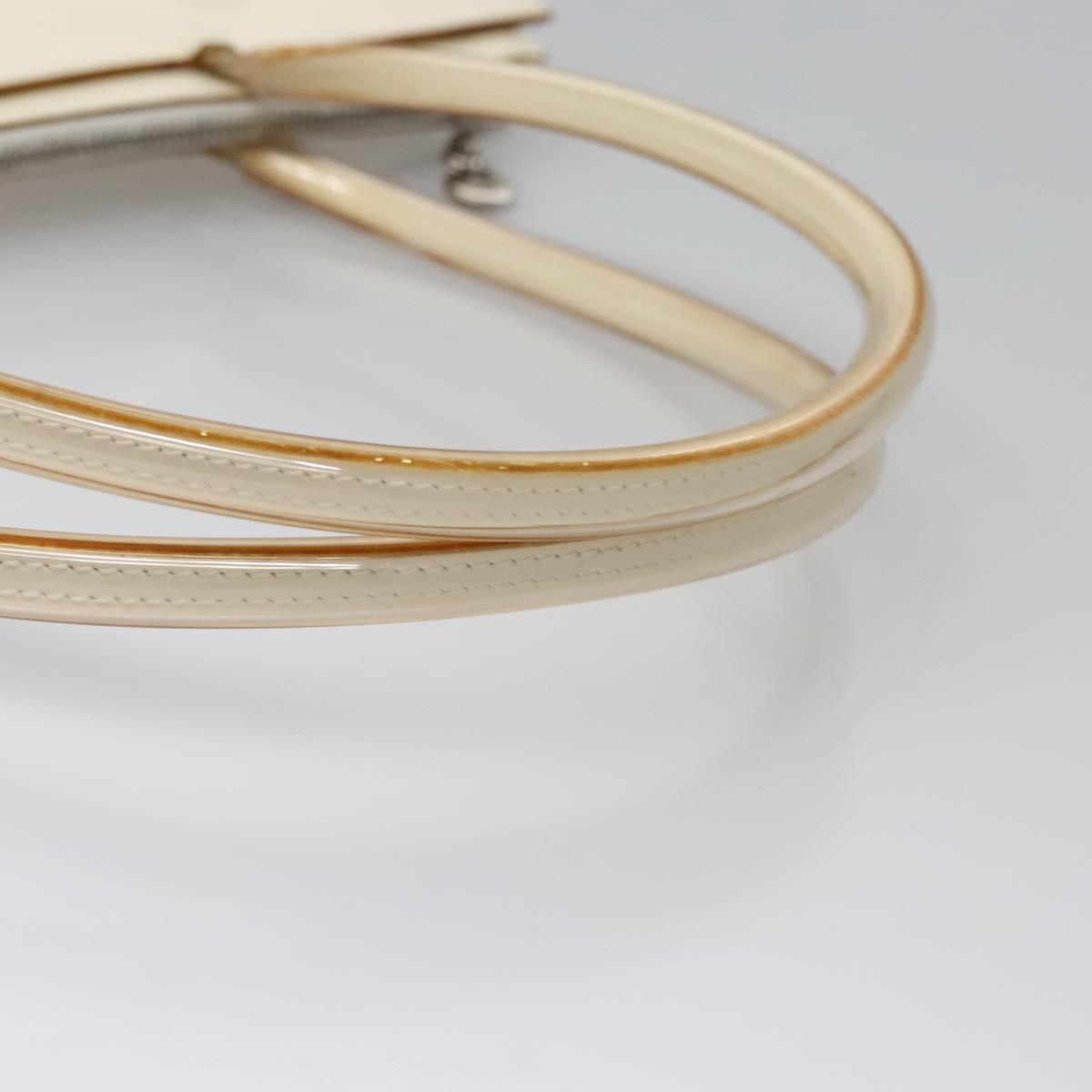 Salvatore Ferragamo Tote Bag Enamel White Silver Auth bs23225