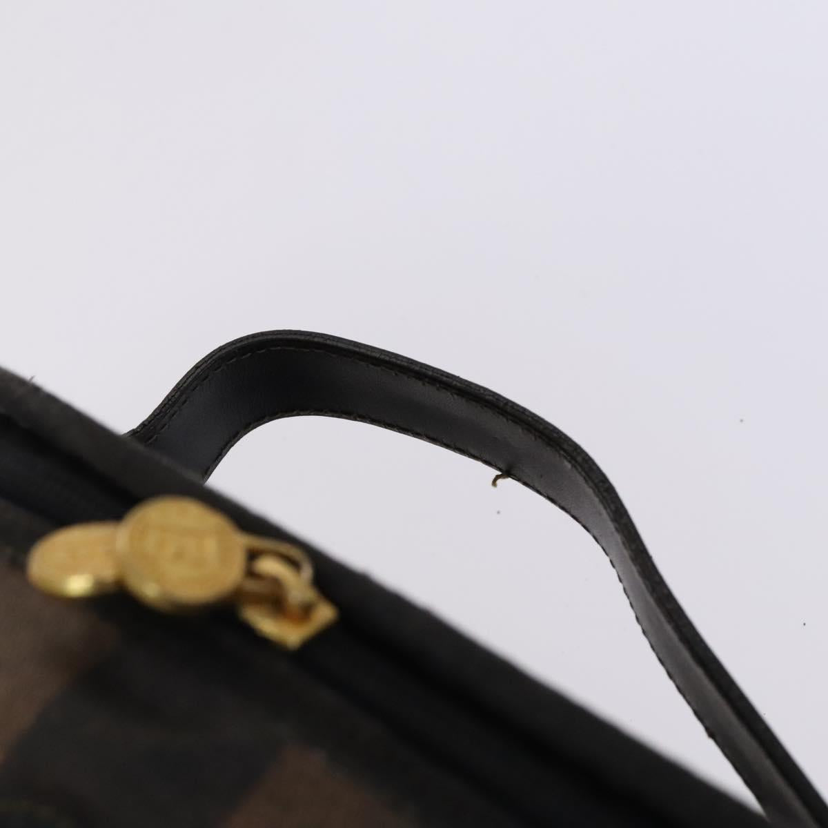 FENDI Pecan Canvas Zucca Canvas Bag Suede 4 Set Pink Brown black Auth bs23233