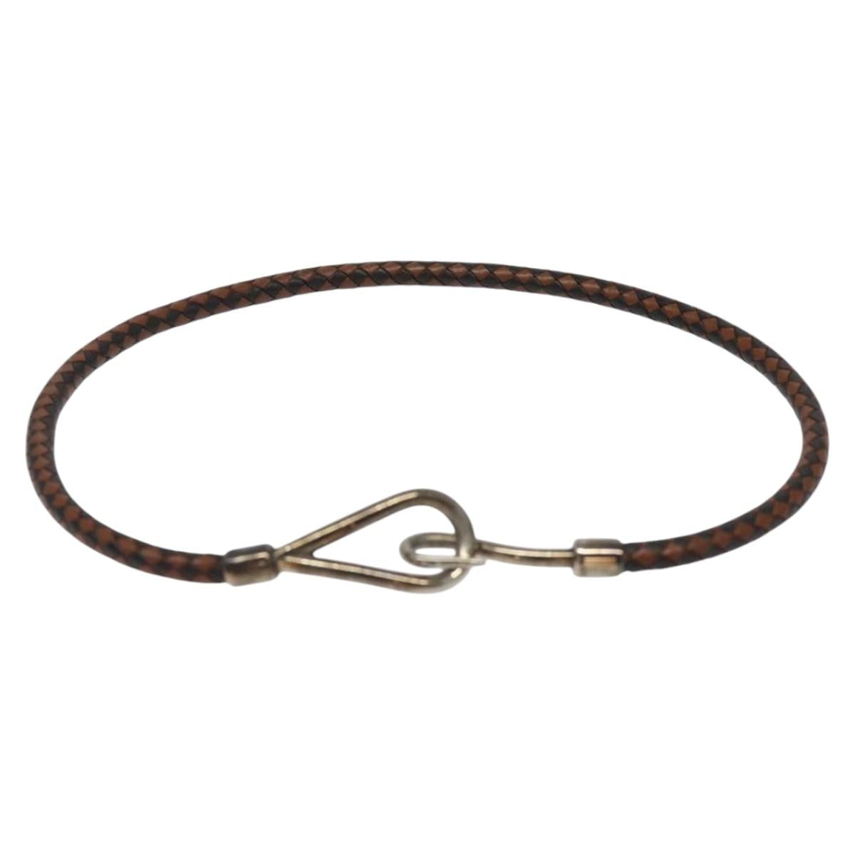 HERMES Bracelet Leather Brown Auth bs23237