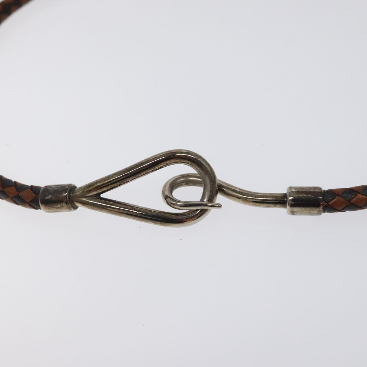 HERMES Bracelet Leather Brown Auth bs23237