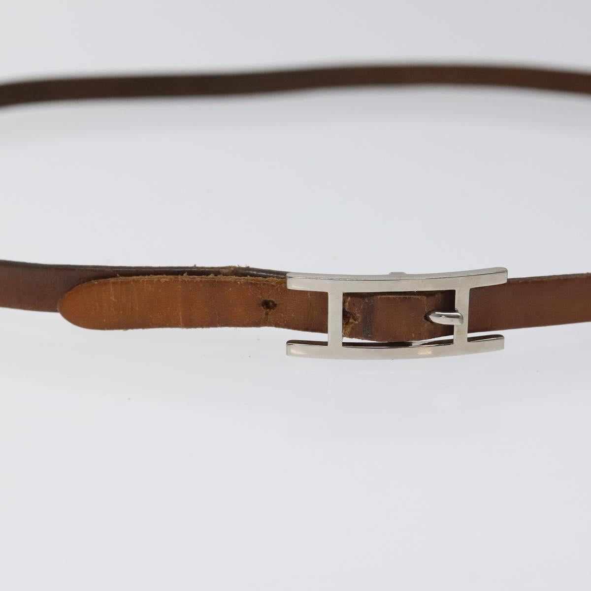HERMES Bracelet Key Holder API 3 Belt Leather Brown Auth bs23238