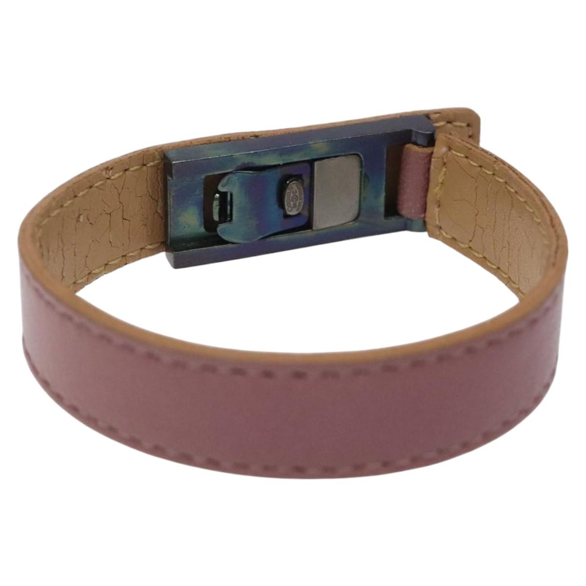 CHANEL Bracelet Leather Purple CC Auth bs23239