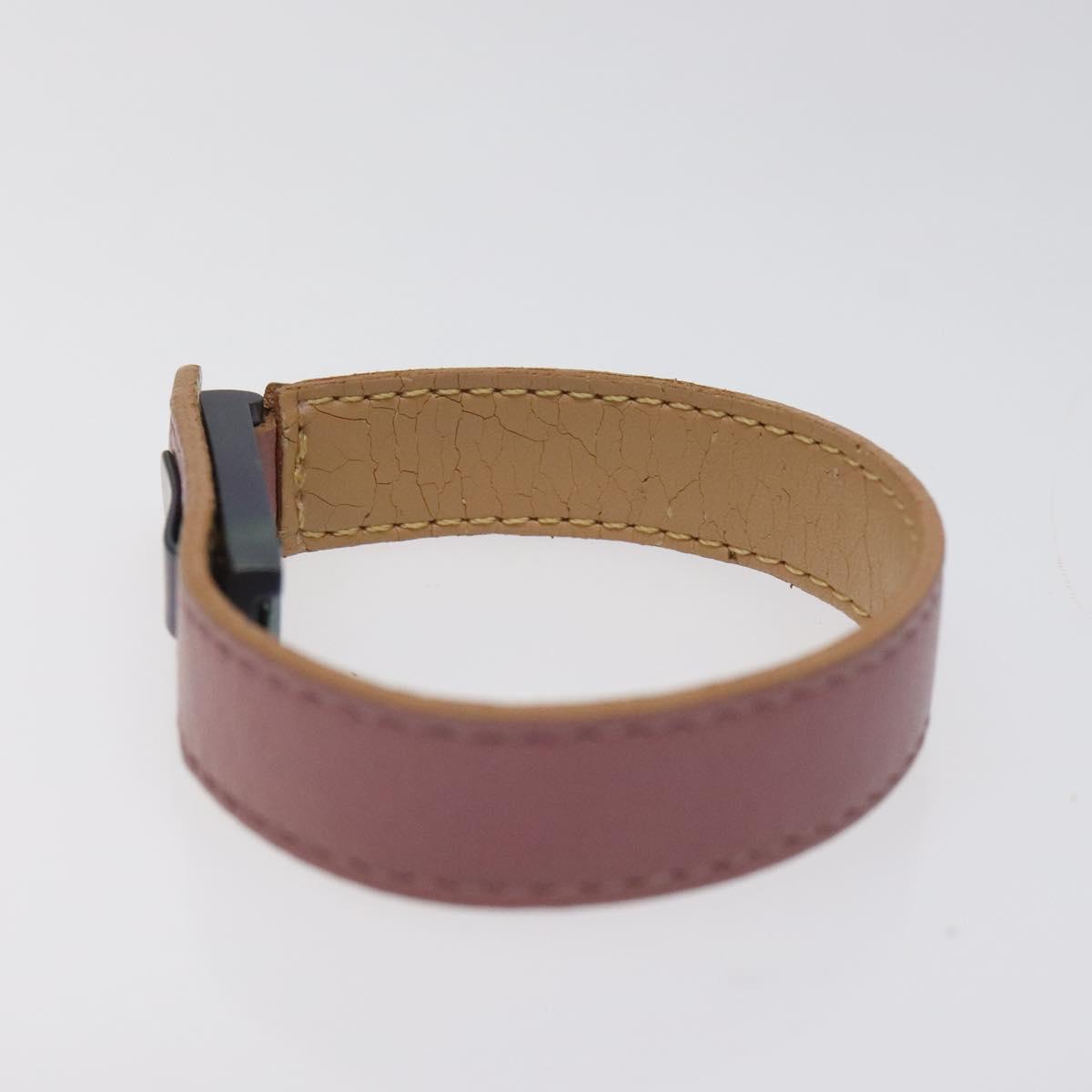 CHANEL Bracelet Leather Purple CC Auth bs23239