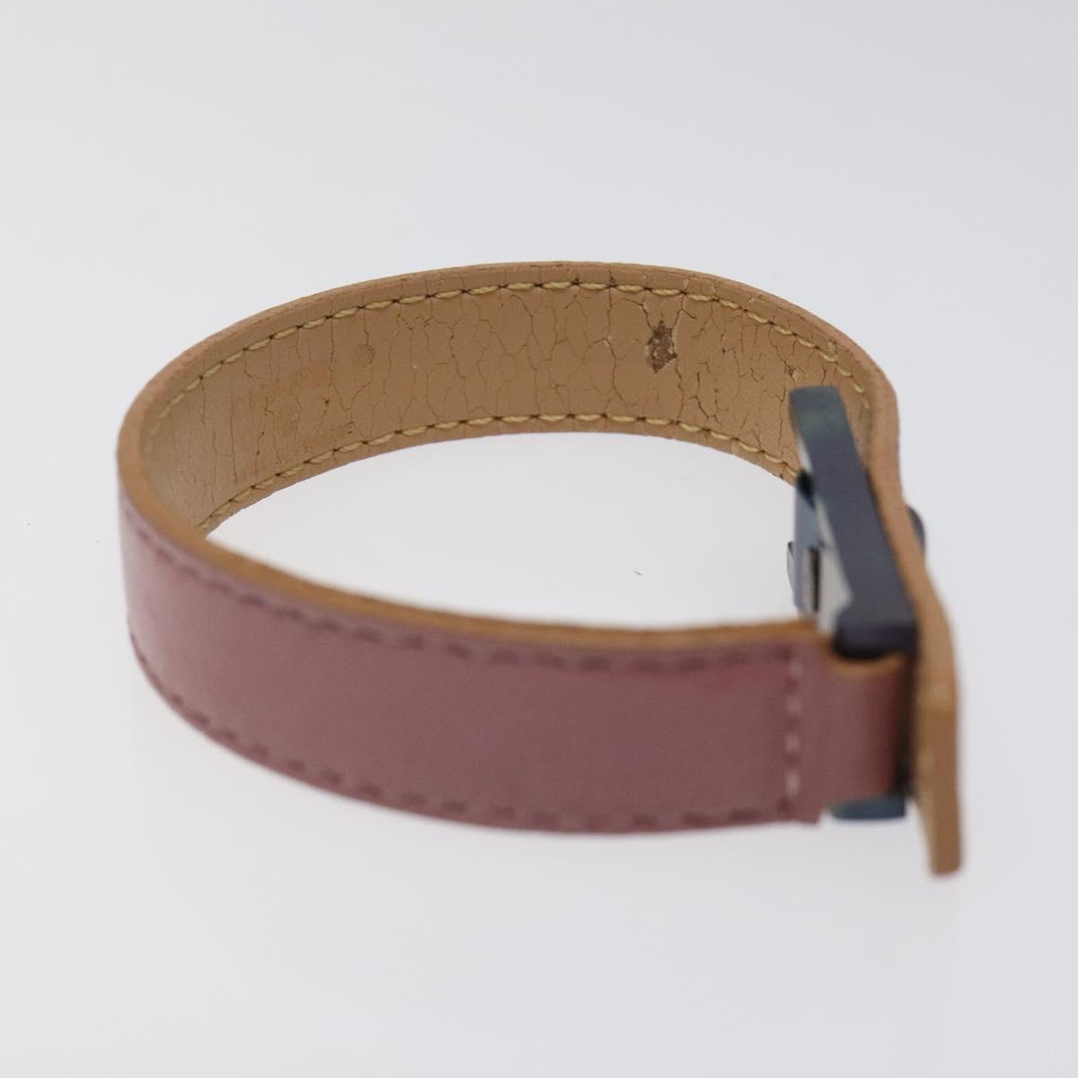 CHANEL Bracelet Leather Purple CC Auth bs23239