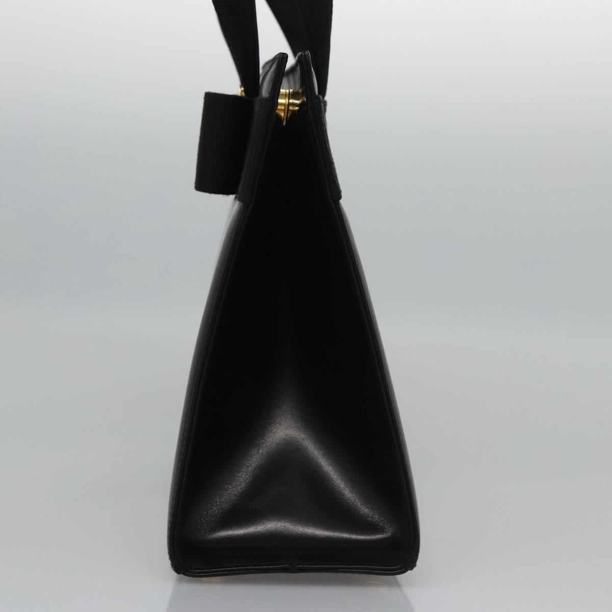 Salvatore Ferragamo Vala Hand Bag Leather Black Gold Auth bs23240