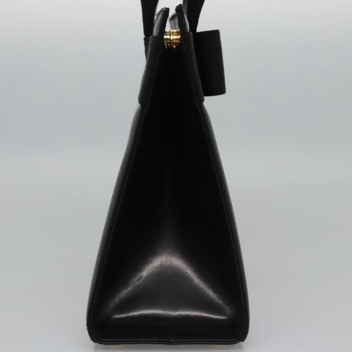 Salvatore Ferragamo Vala Hand Bag Leather Black Gold Auth bs23240