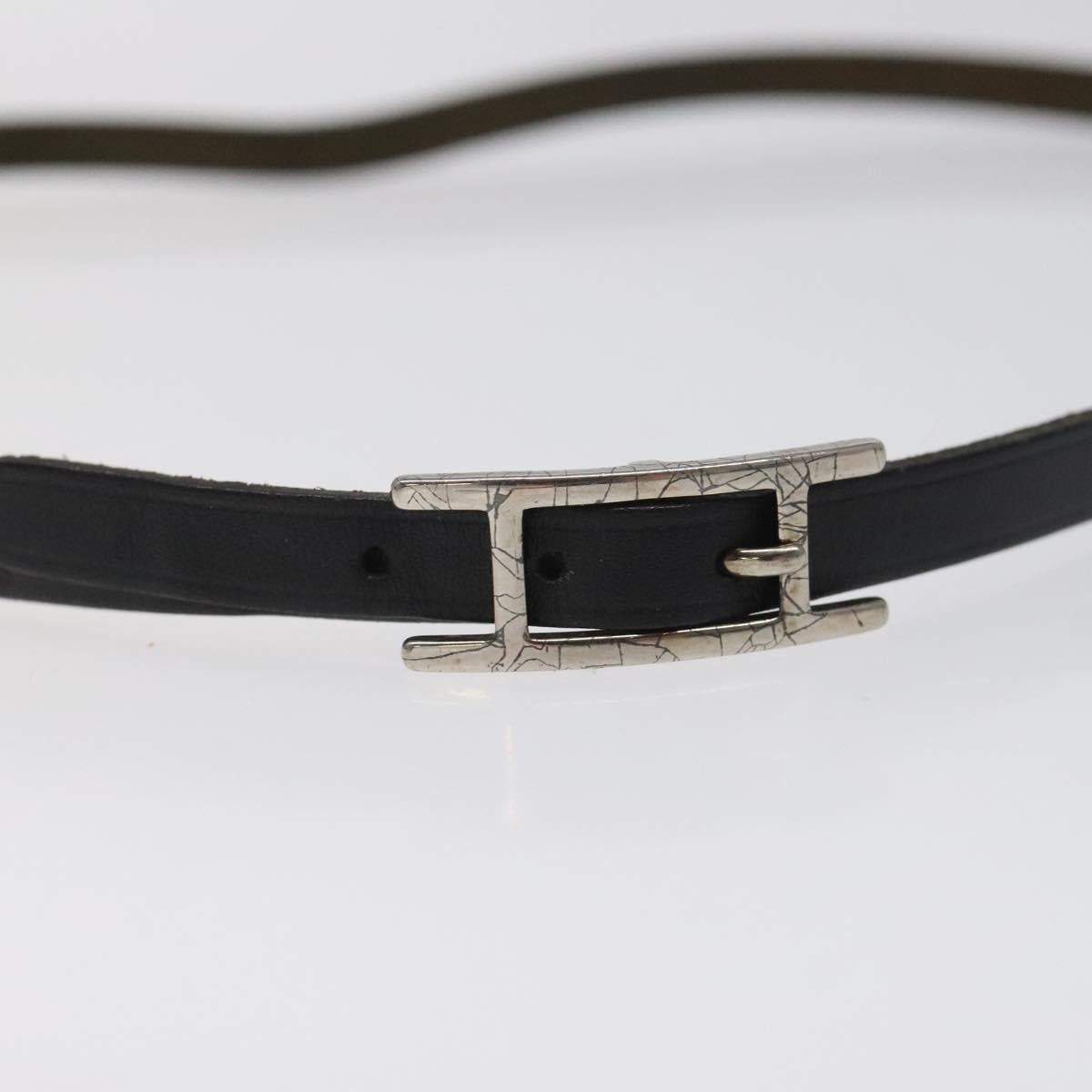 HERMES Appi 3 Bracelet Leather Black Auth bs23243