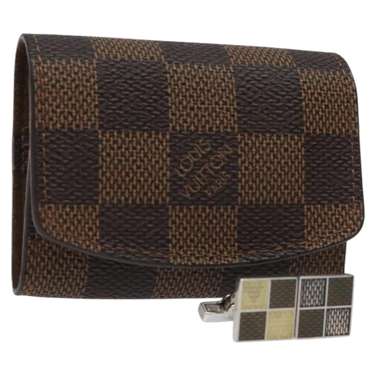 LOUIS VUITTON Damier Ebene Buton De Manchette Cuffs LV Auth bs23253
