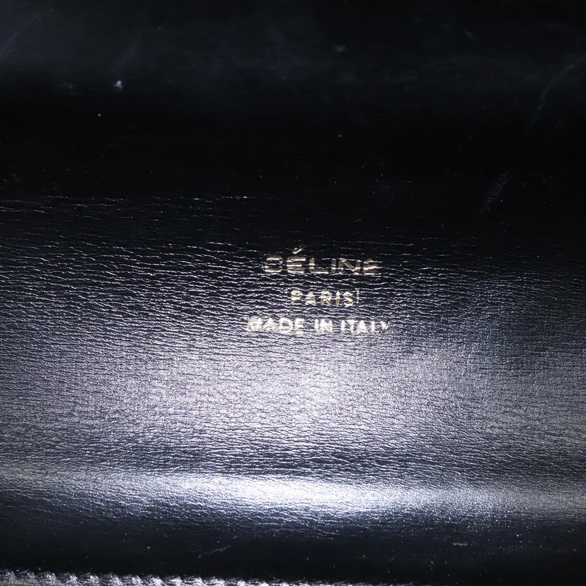 CELINE Horse Carriage Shoulder Bag Leather Black Gold Auth bs23266