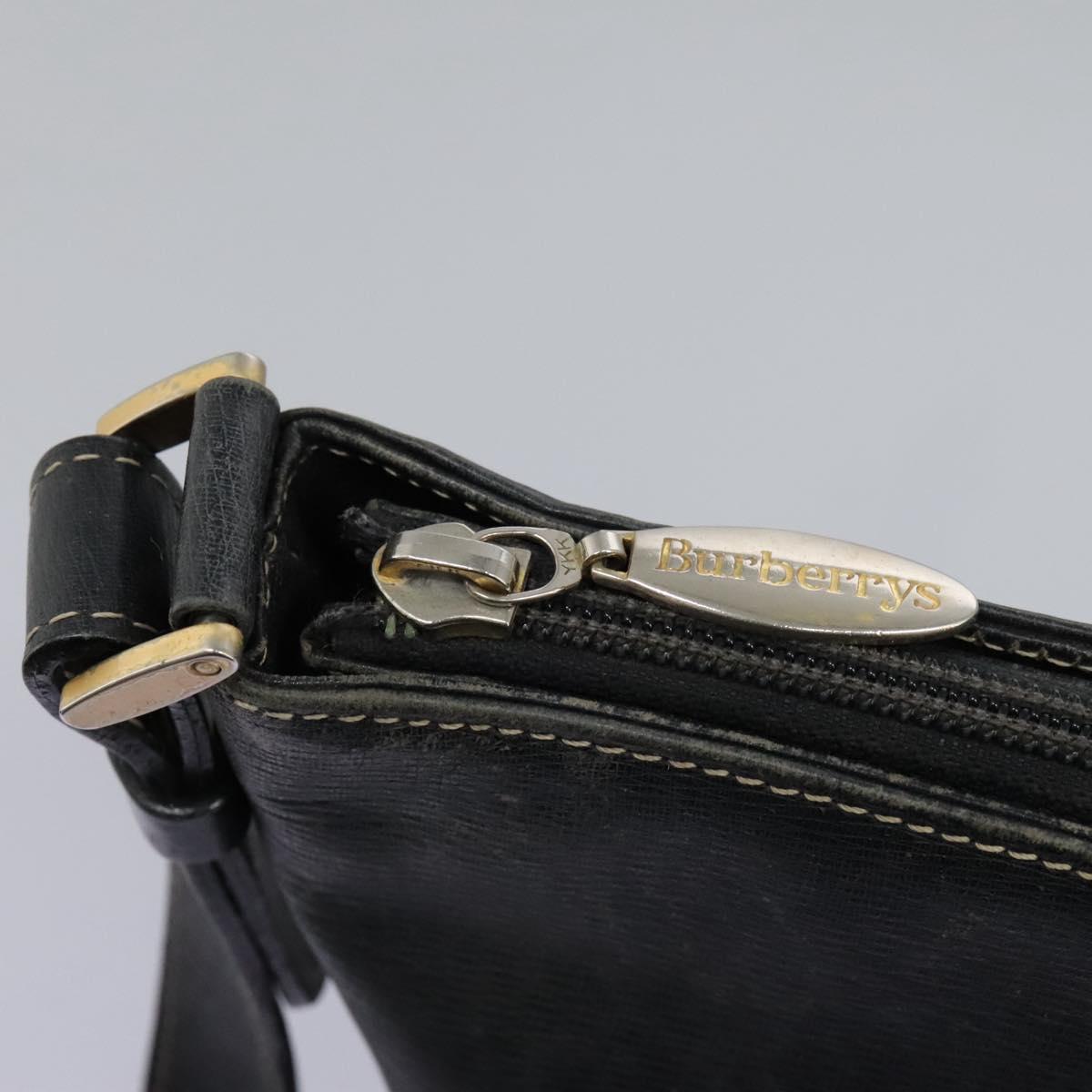 Burberrys Shoulder Bag Leather Black Gold Auth bs23277