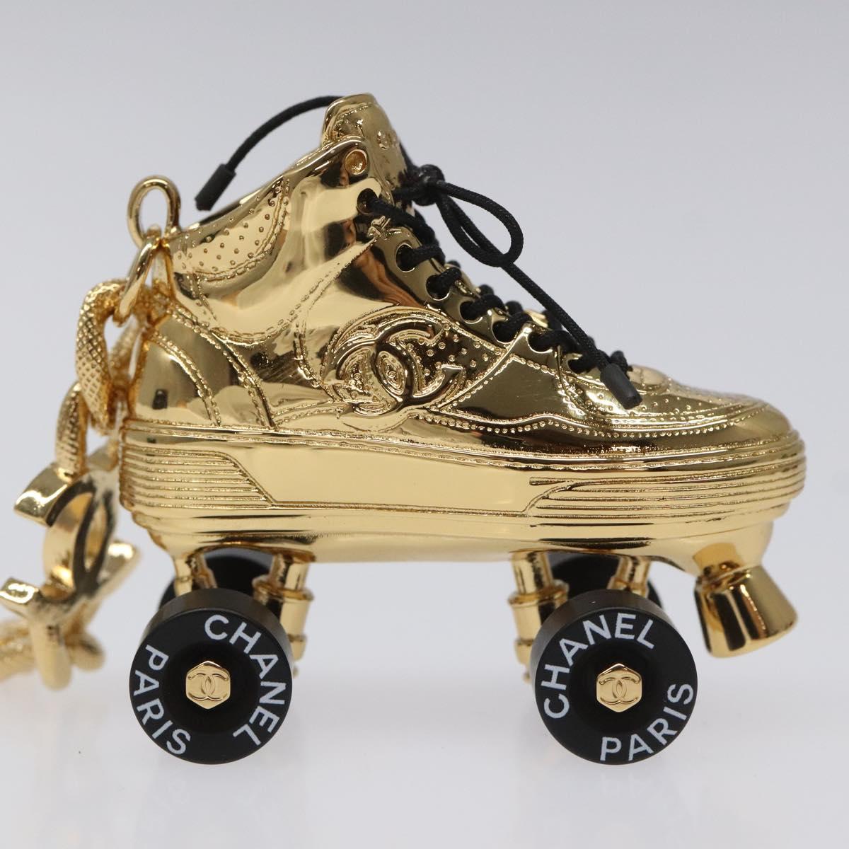CHANEL Roller Skates Charm metal Gold CC Auth bs23306A