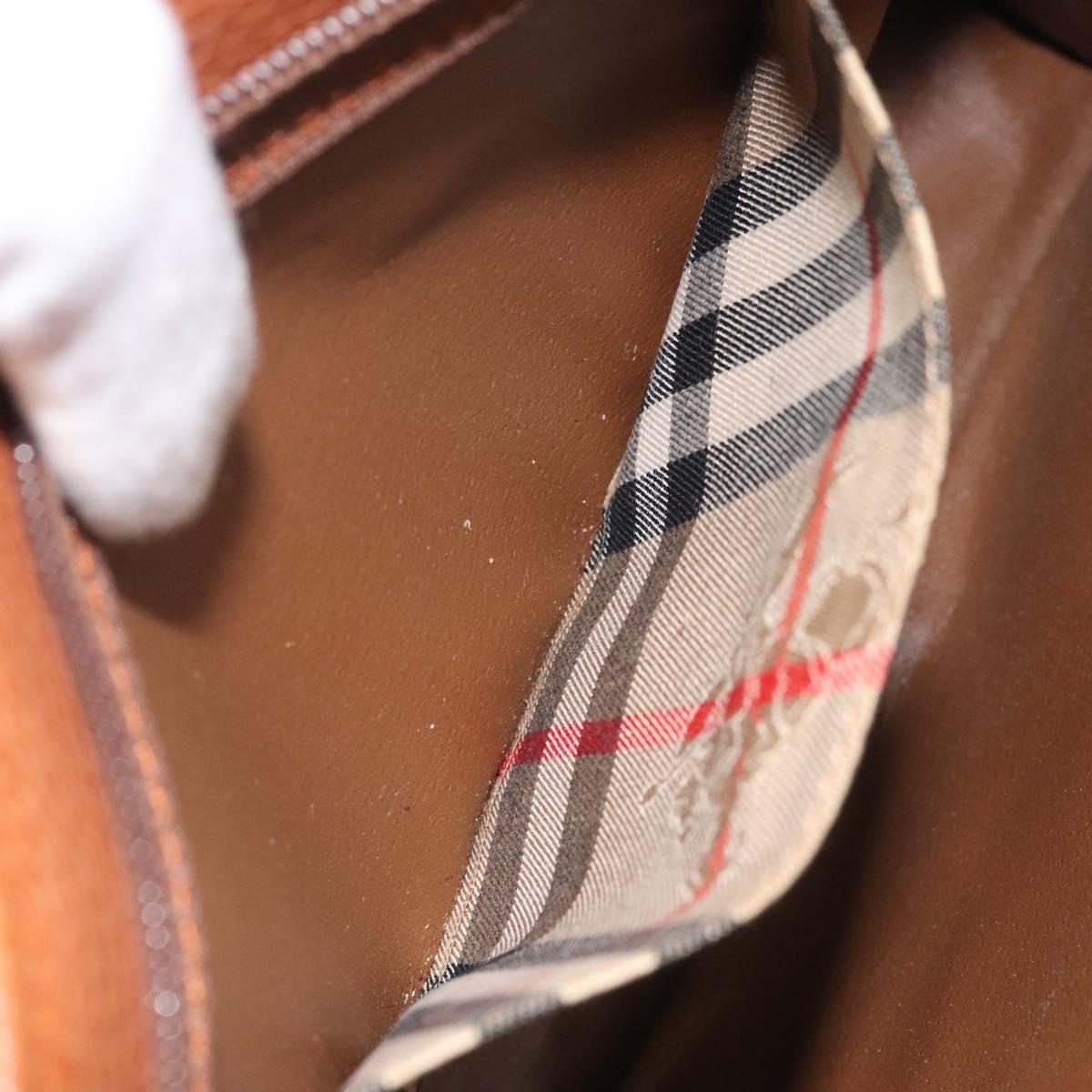 Burberrys Clutch Bag Leather Brown Auth bs23316