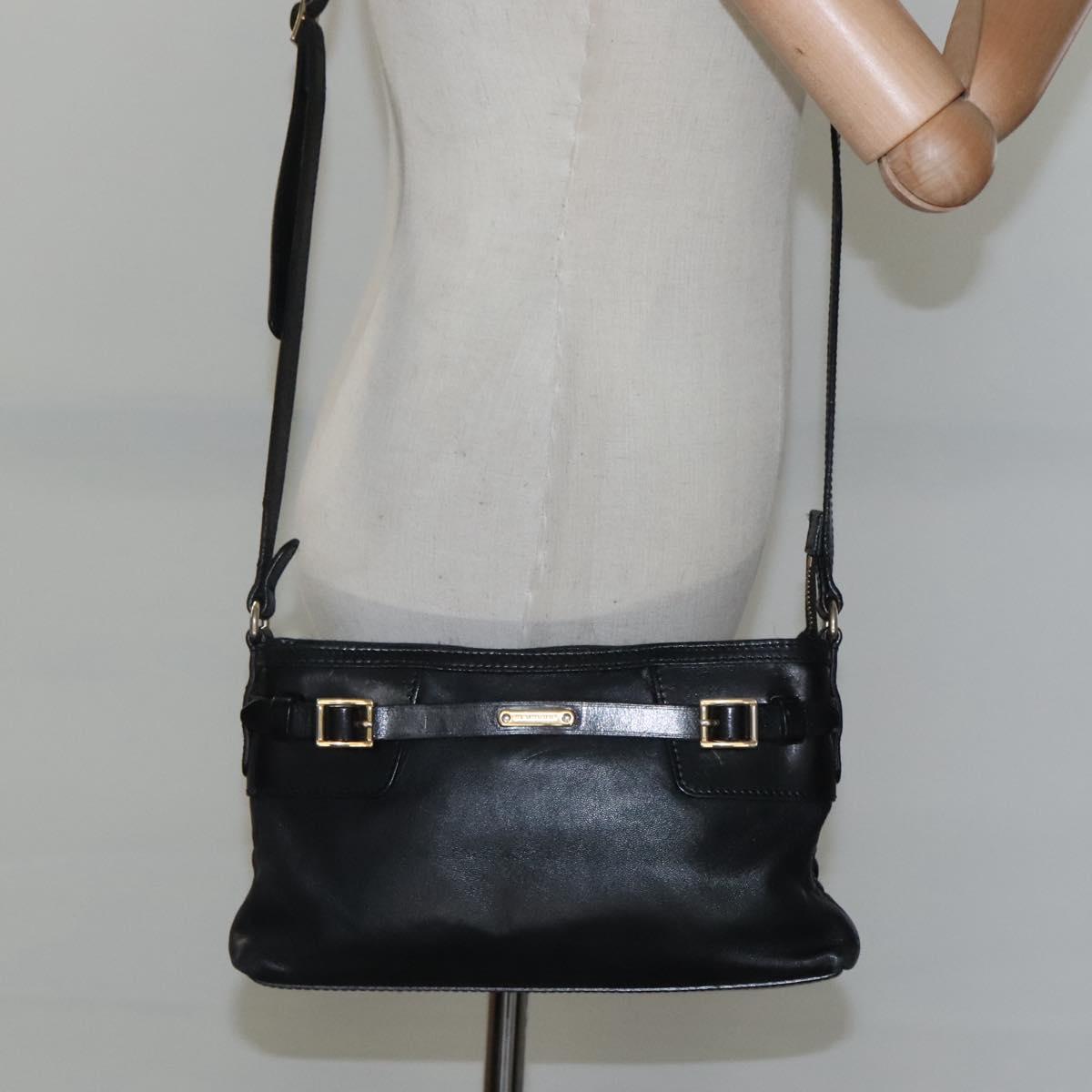 BURBERRY Shoulder Bag Leather Black Auth bs23319