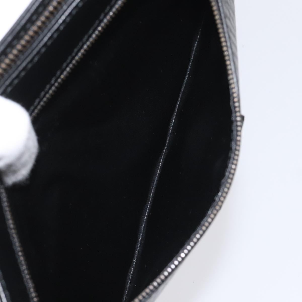 Burberrys Clutch Bag Leather Black Auth bs23321