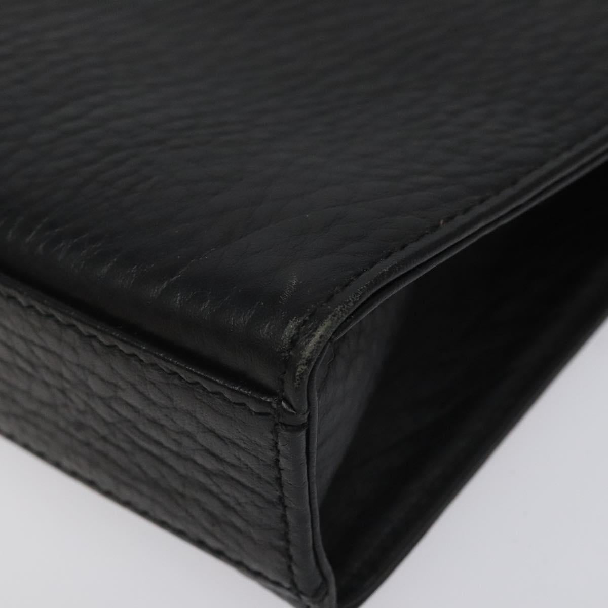 Burberrys Clutch Bag Leather Black Auth bs23321