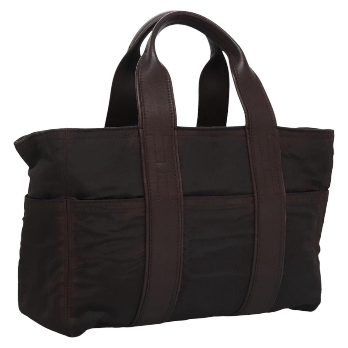 HERMES Acape Luco PM Hand Bag Nylon Brown Auth bs23322