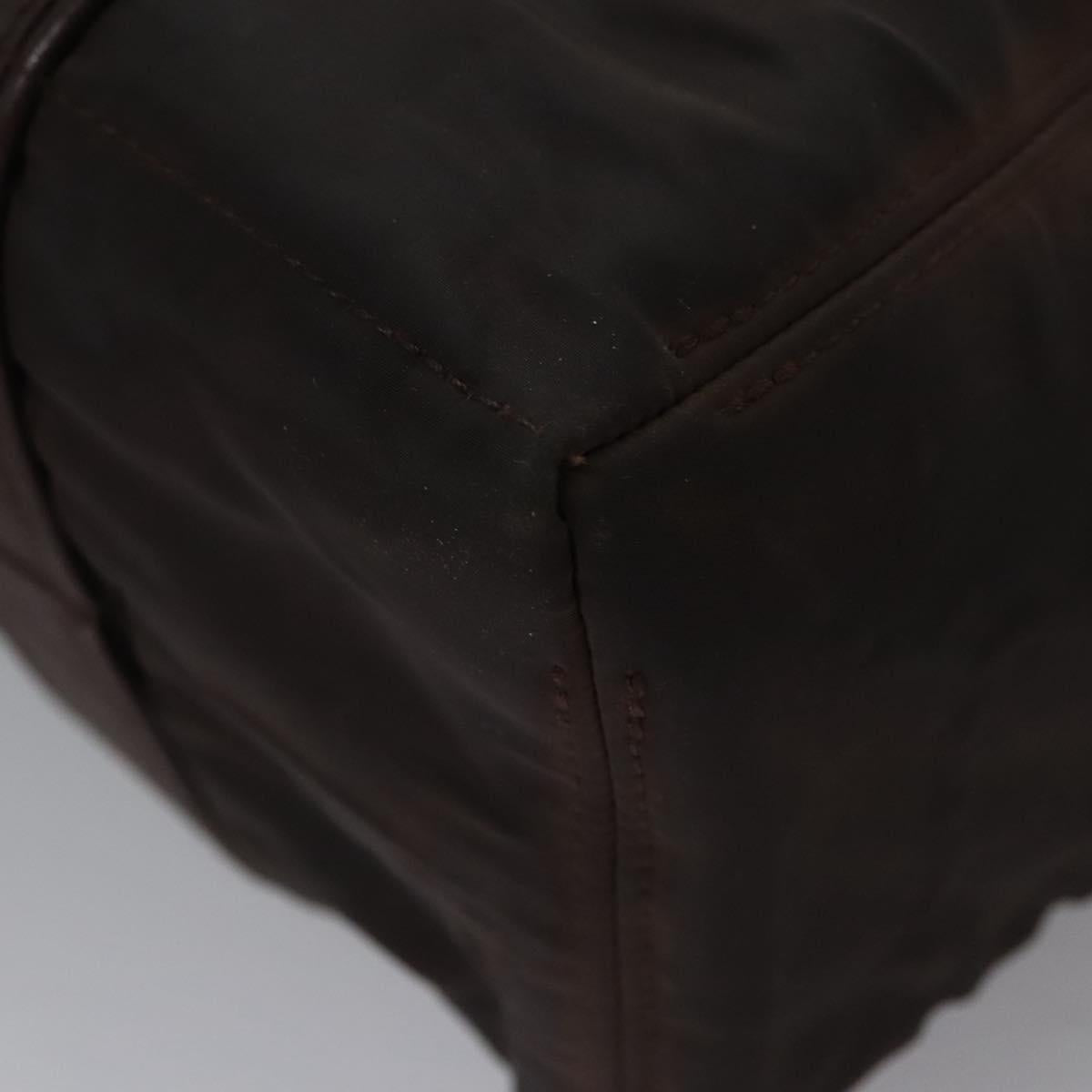 HERMES Acape Luco PM Hand Bag Nylon Brown Auth bs23322