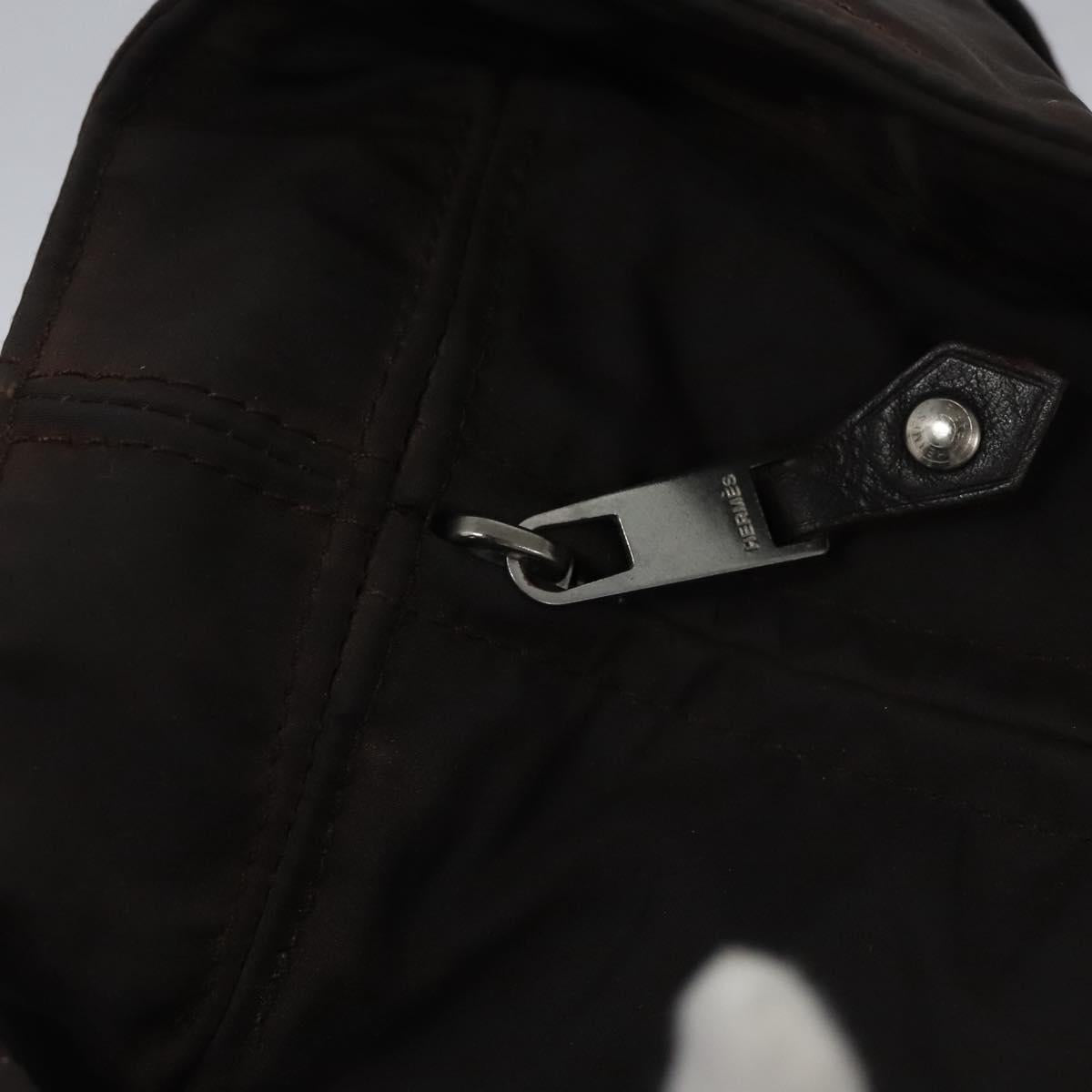 HERMES Acape Luco PM Hand Bag Nylon Brown Auth bs23322