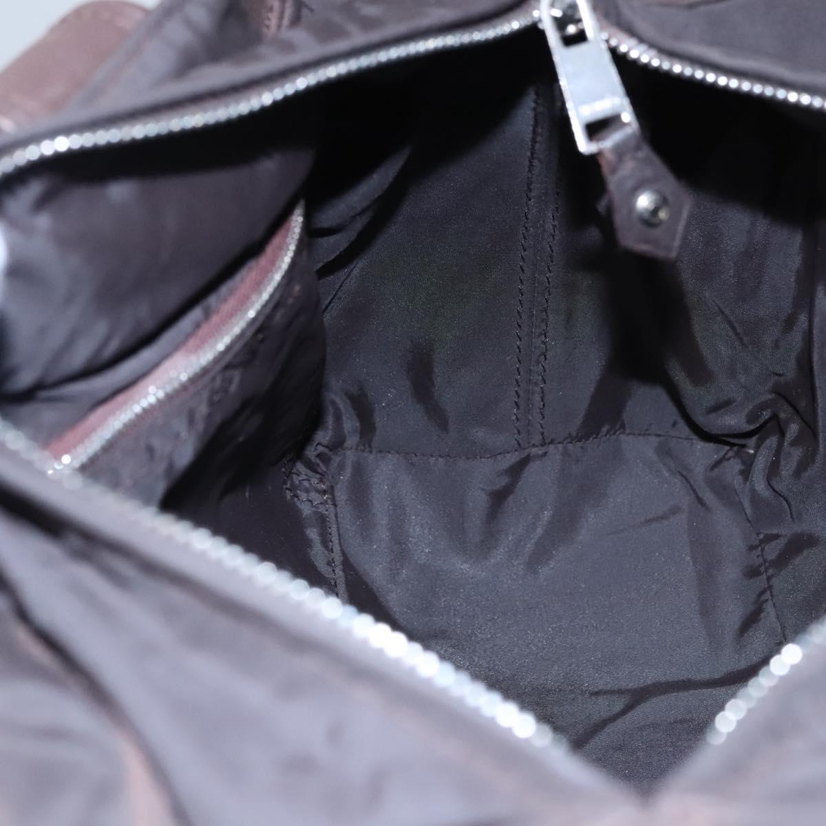 HERMES Acape Luco PM Hand Bag Nylon Brown Auth bs23322