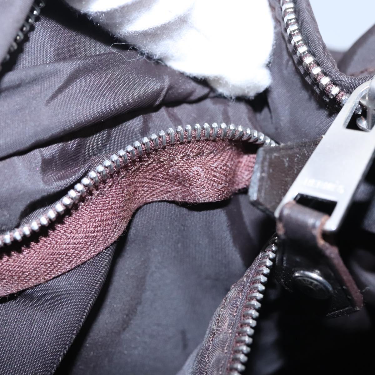 HERMES Acape Luco PM Hand Bag Nylon Brown Auth bs23322