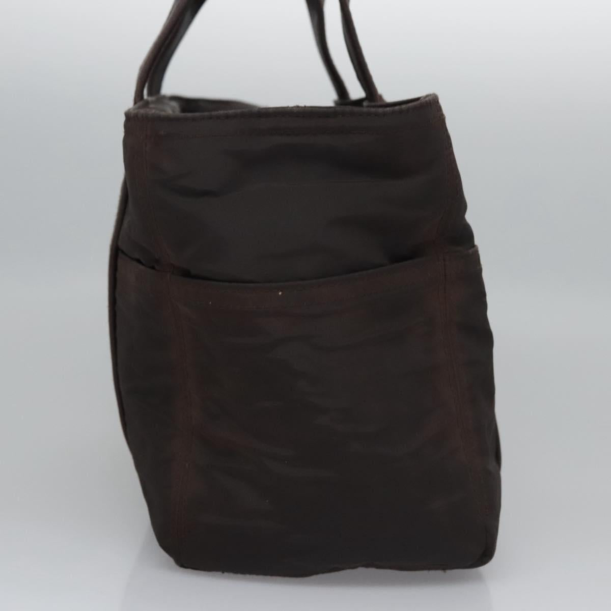 HERMES Acape Luco PM Hand Bag Nylon Brown Auth bs23322