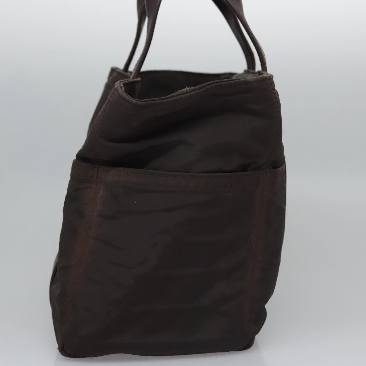 HERMES Acape Luco PM Hand Bag Nylon Brown Auth bs23322