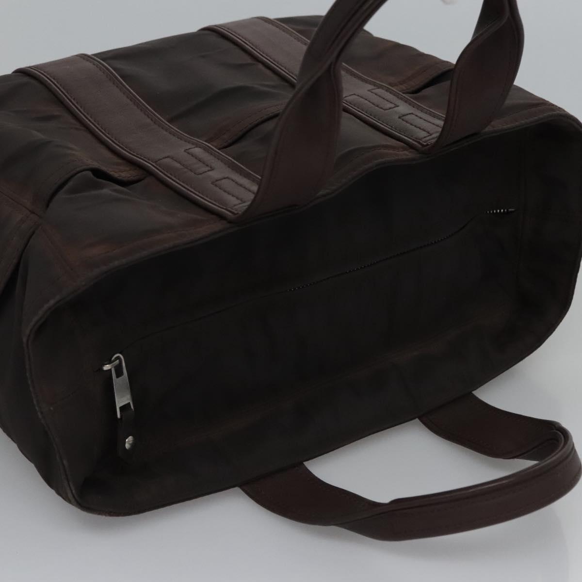 HERMES Acape Luco PM Hand Bag Nylon Brown Auth bs23322