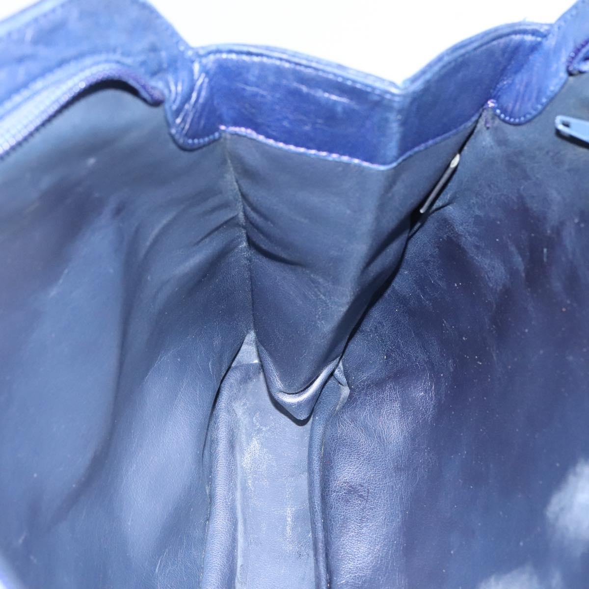 BALLY Shoulder Bag Leather Navy Gold Auth bs23323