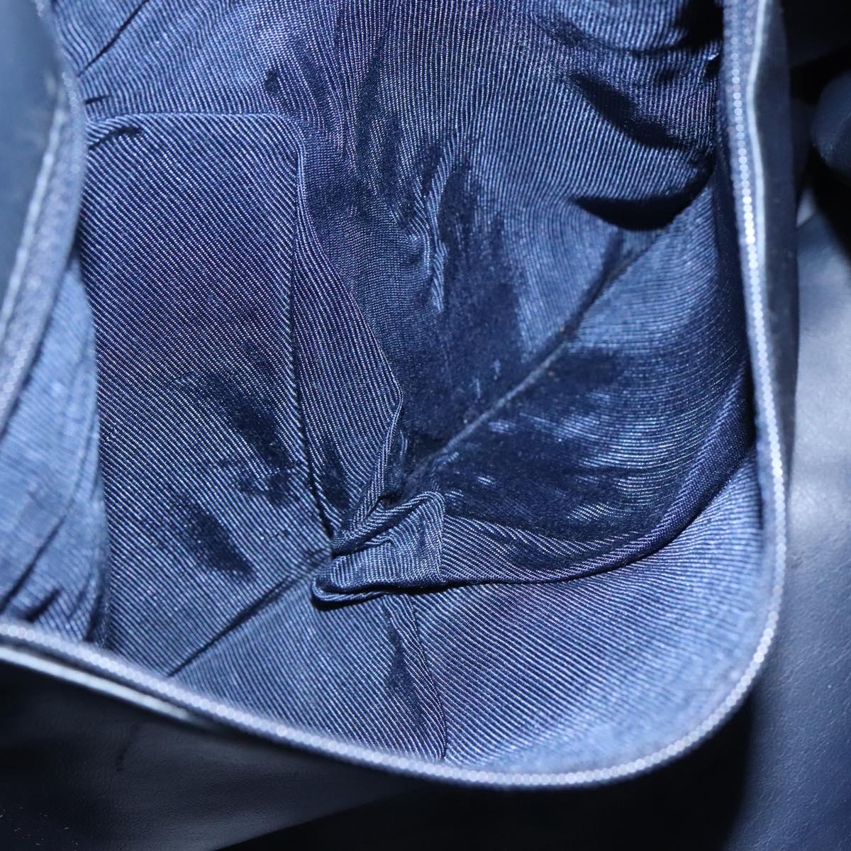 BALLY Shoulder Bag Leather Navy Gold Auth bs23323