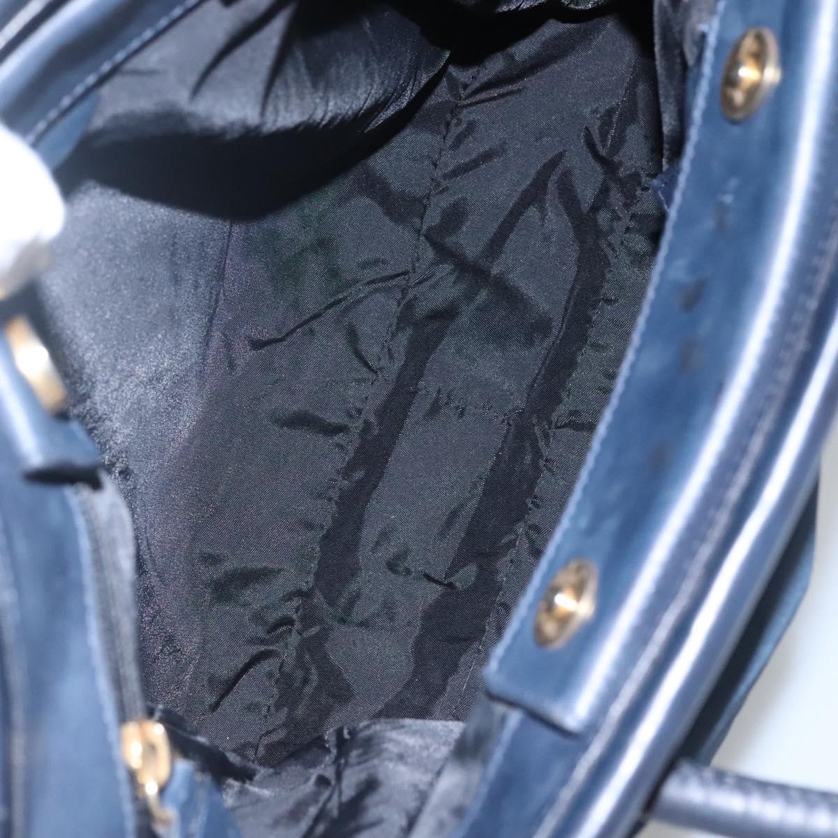 CELINE Tote Bag Nylon Navy Gold Auth bs23326