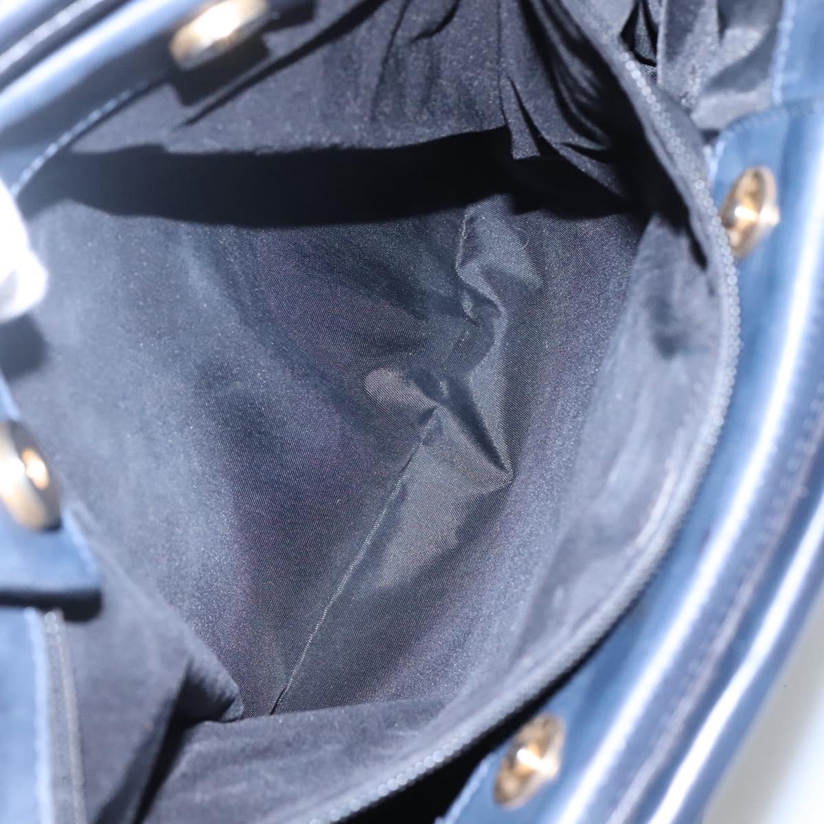 CELINE Tote Bag Nylon Navy Gold Auth bs23326