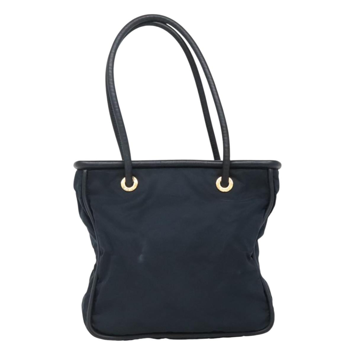 CELINE Tote Bag Nylon Navy Gold Auth bs23326