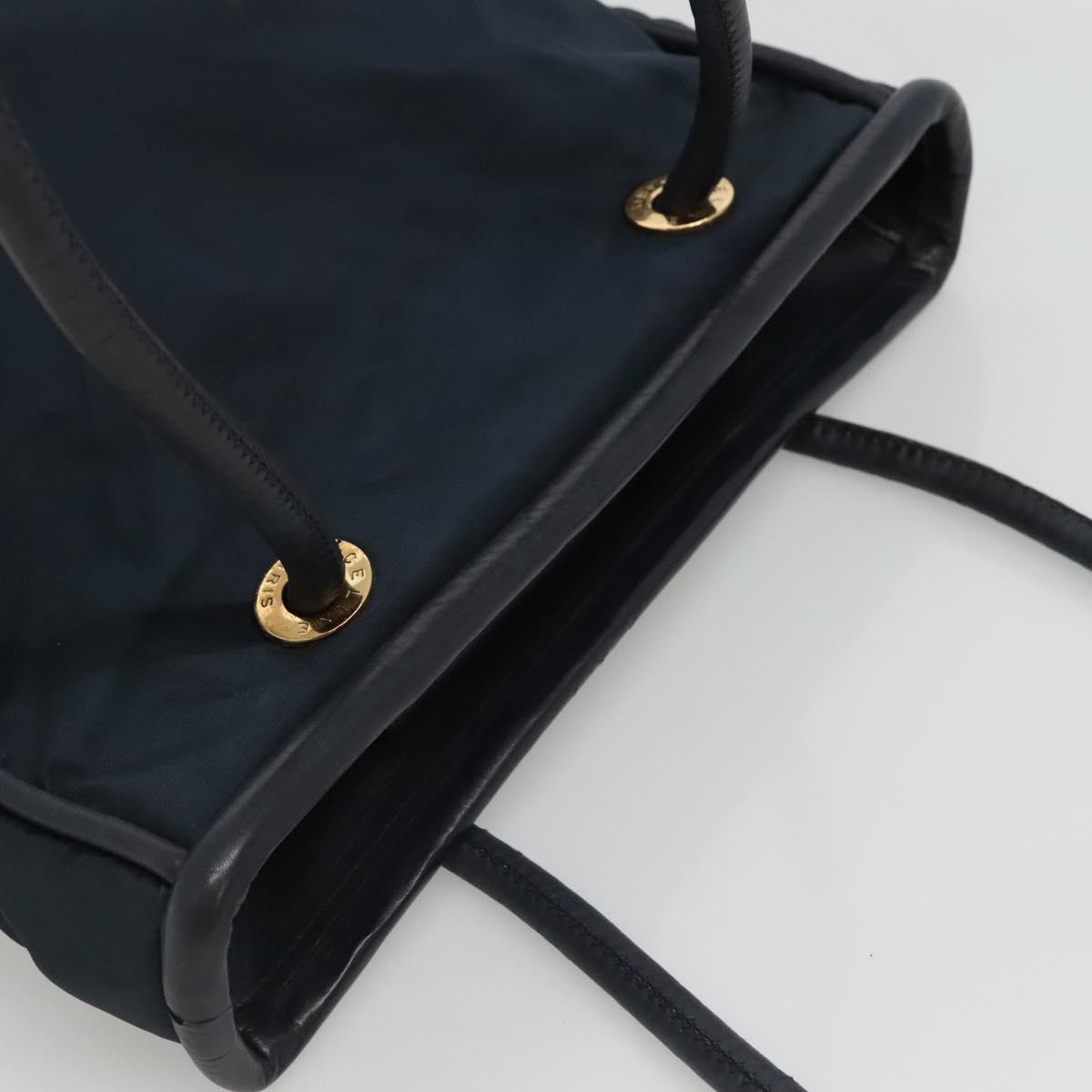 CELINE Tote Bag Nylon Navy Gold Auth bs23326