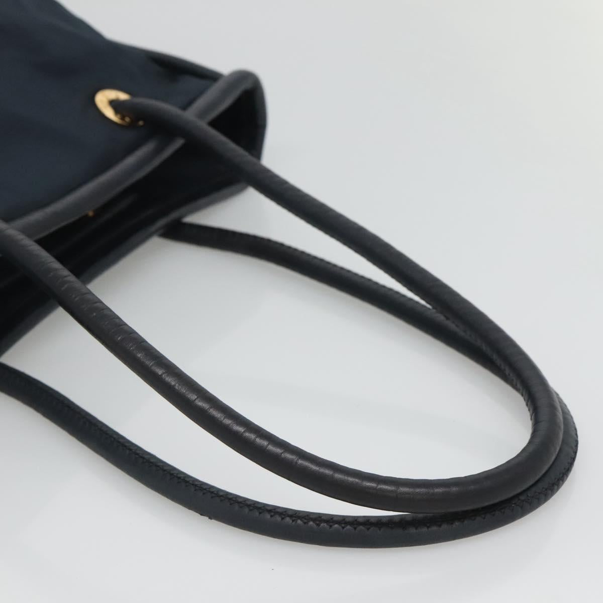 CELINE Tote Bag Nylon Navy Gold Auth bs23326
