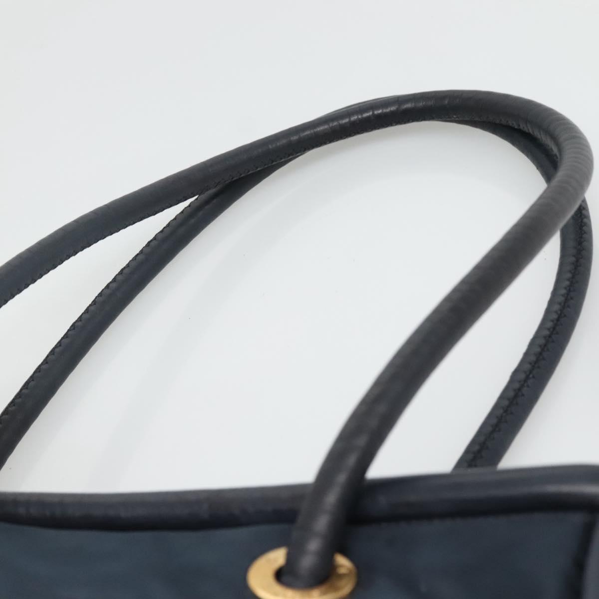 CELINE Tote Bag Nylon Navy Gold Auth bs23326