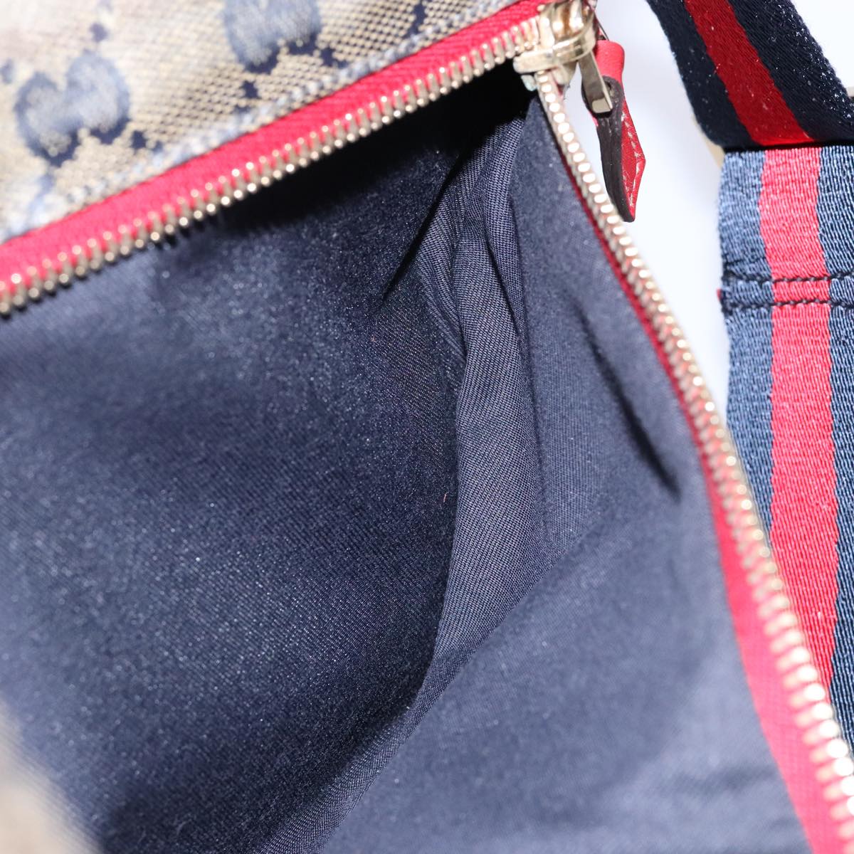 GUCCI GG Crystal Sherry Line Waist bag Gold Red Navy 28566 Auth bs23332