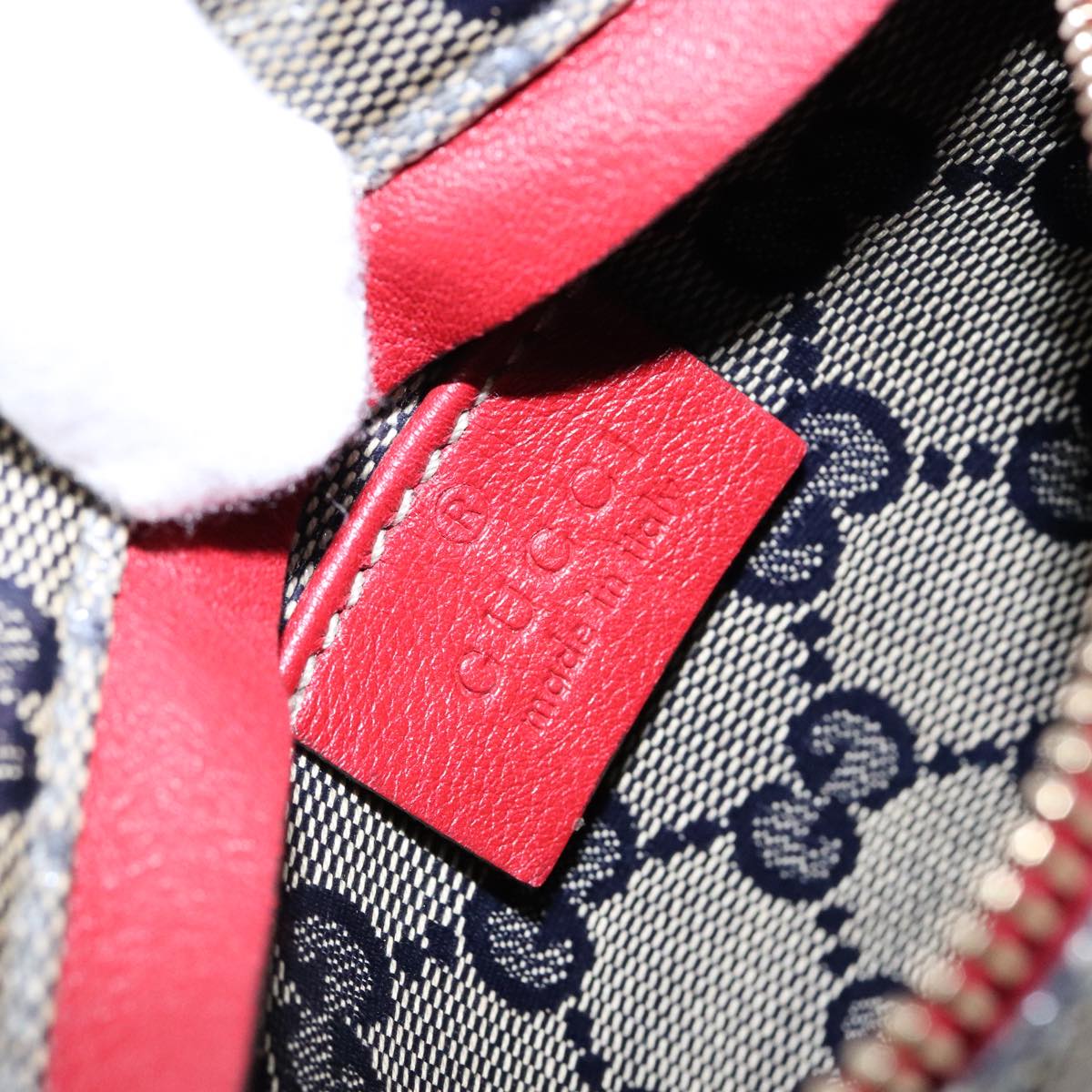 GUCCI GG Crystal Sherry Line Waist bag Gold Red Navy 28566 Auth bs23332