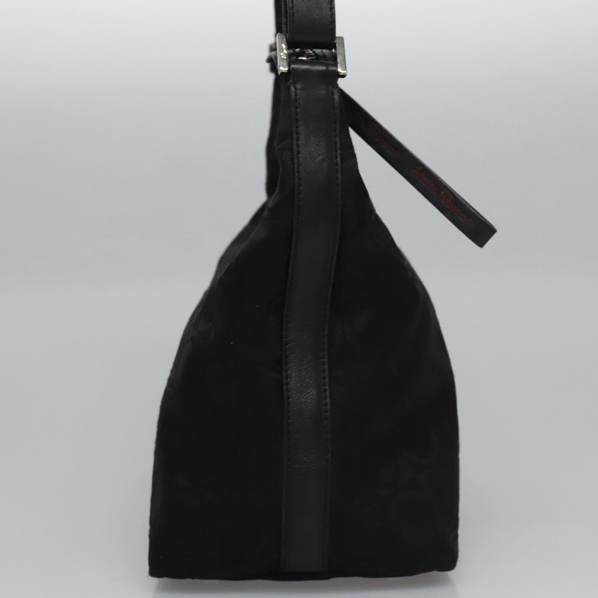 Salvatore Ferragamo Gancini Shoulder Bag Canvas Black Silver Auth bs23336