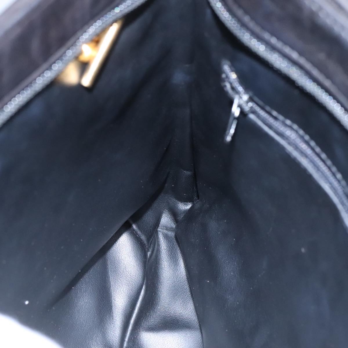 BALLY Quilted Chain Shoulder Bag Leather Black Gold Auth bs23339