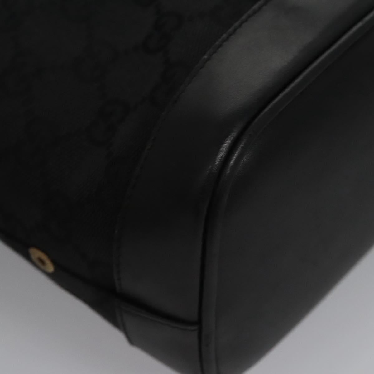 GUCCI GG Canvas Hand Bag Black Gold 92734 Auth bs23345