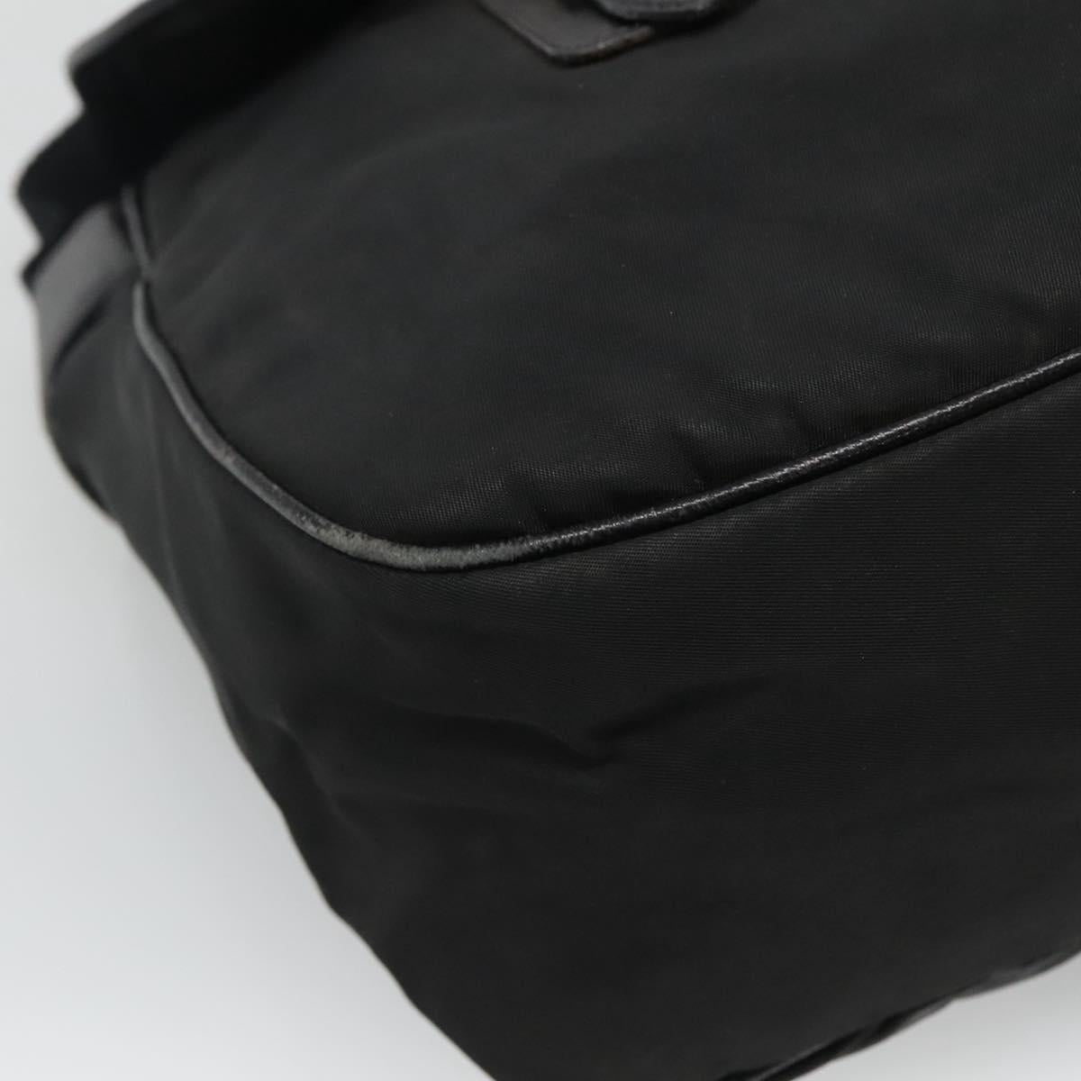 PRADA Shoulder Bag Nylon Black Silver Auth bs23348