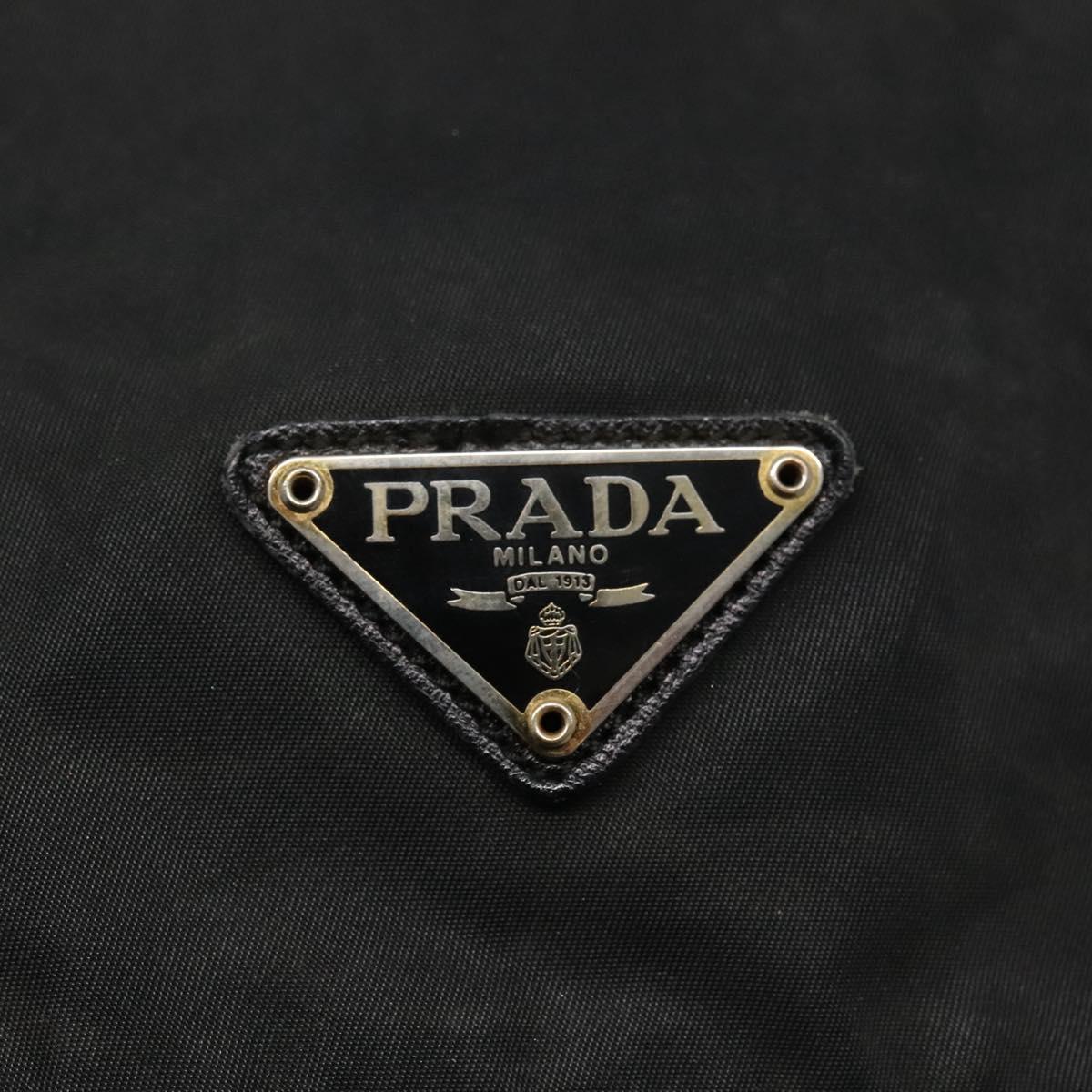 PRADA Shoulder Bag Nylon Black Silver Auth bs23348
