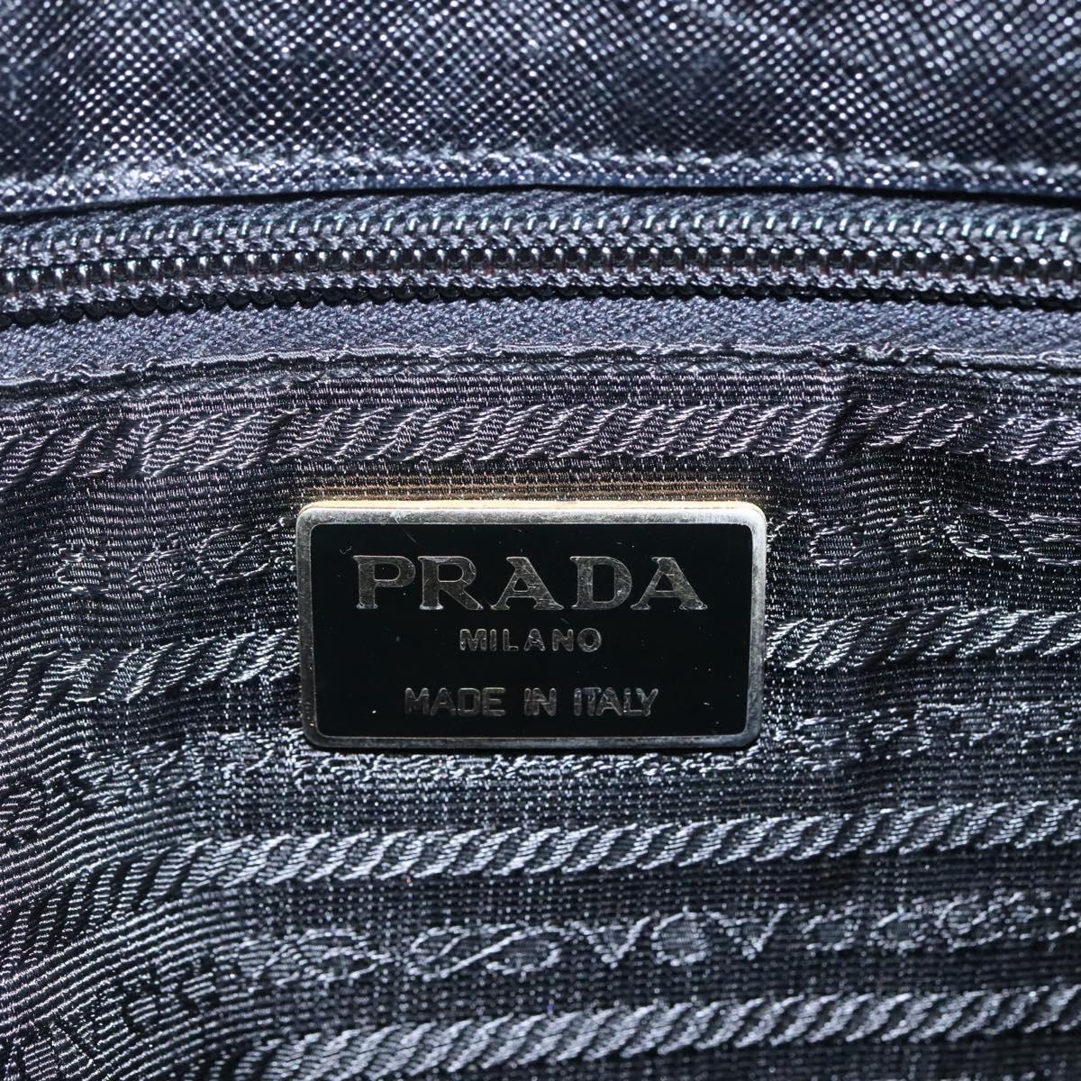 PRADA Shoulder Bag Nylon Black Silver Auth bs23348