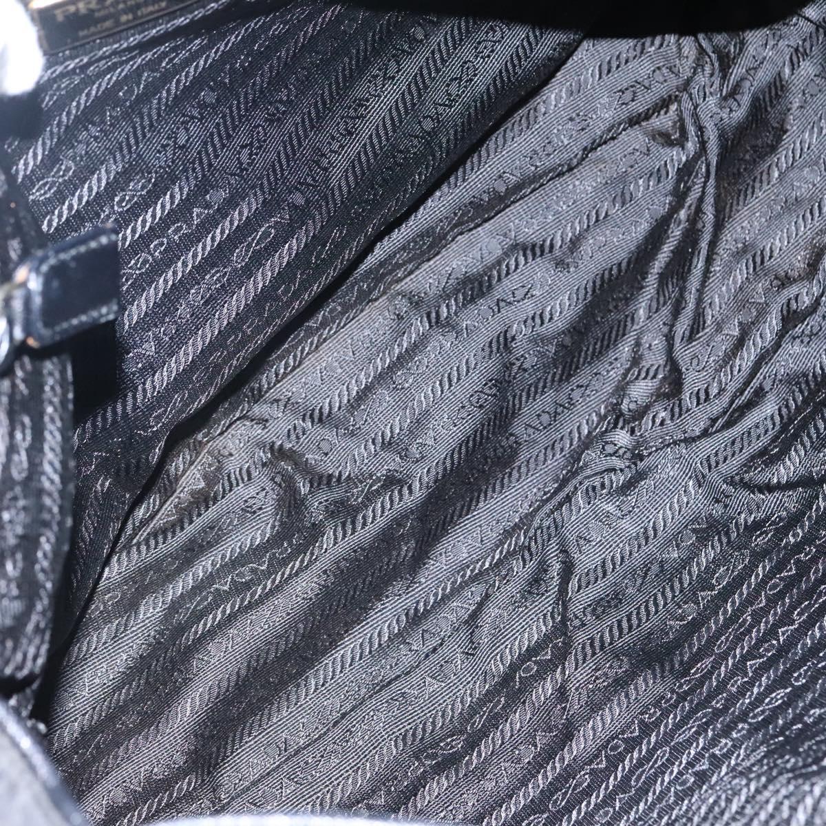 PRADA Shoulder Bag Nylon Black Silver Auth bs23348