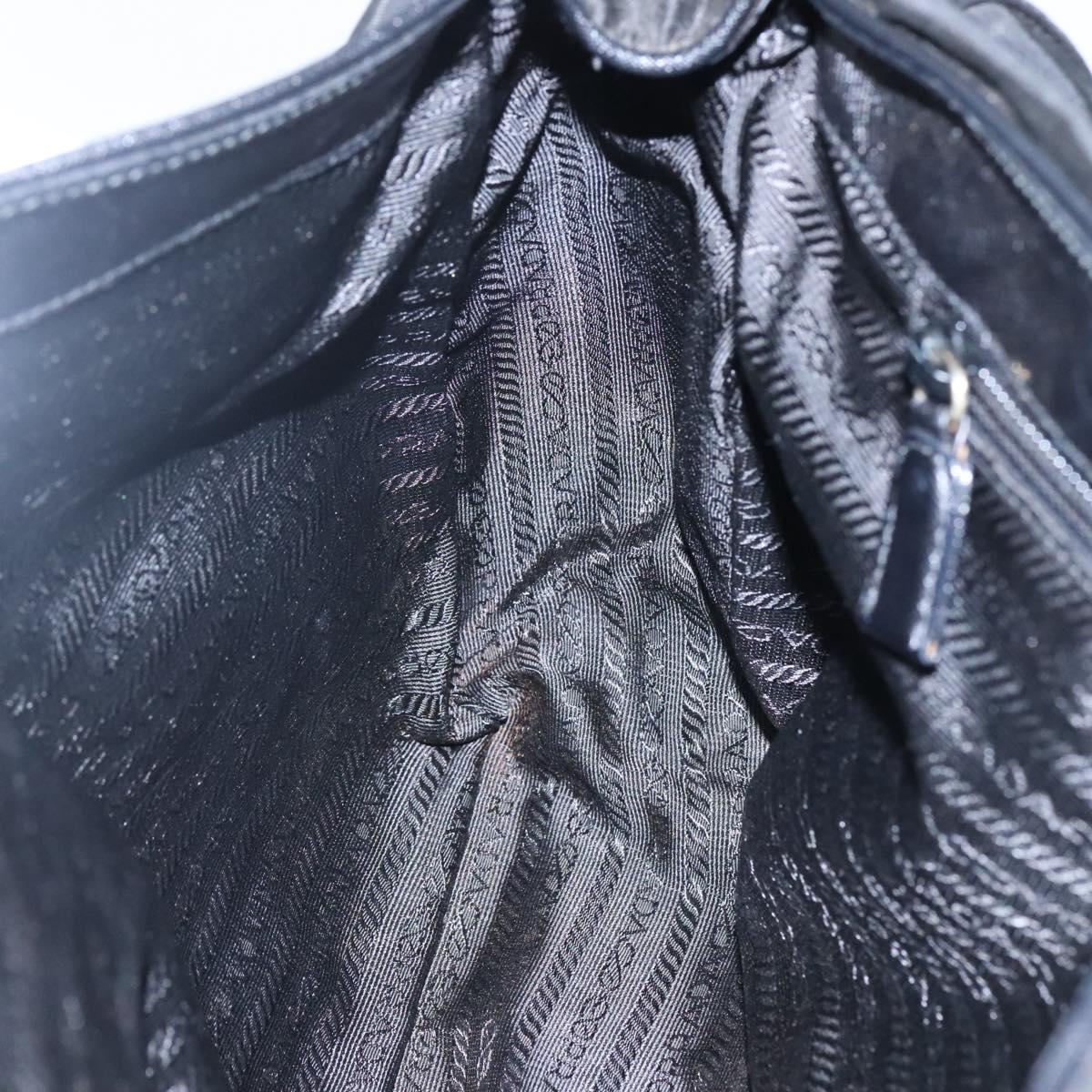 PRADA Shoulder Bag Nylon Black Silver Auth bs23348