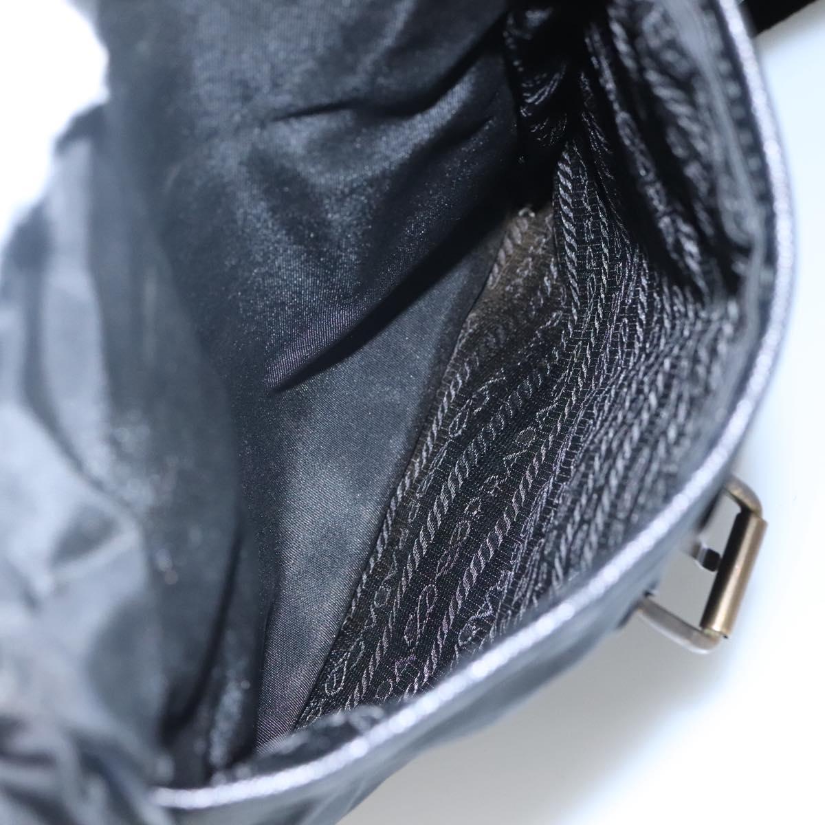 PRADA Shoulder Bag Nylon Black Silver Auth bs23348