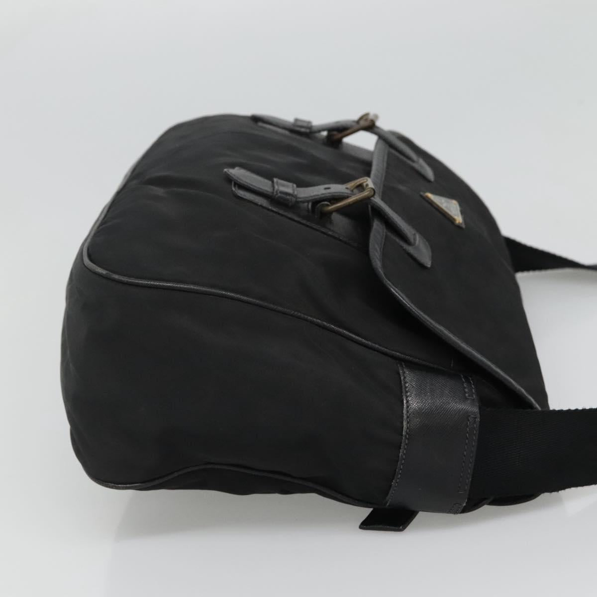 PRADA Shoulder Bag Nylon Black Silver Auth bs23348