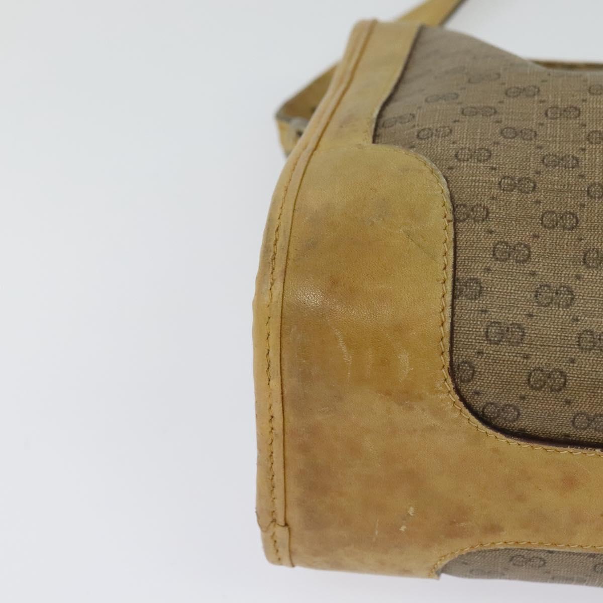 GUCCI Micro GG Supreme Shoulder Bag PVC Beige Gold Auth bs23363