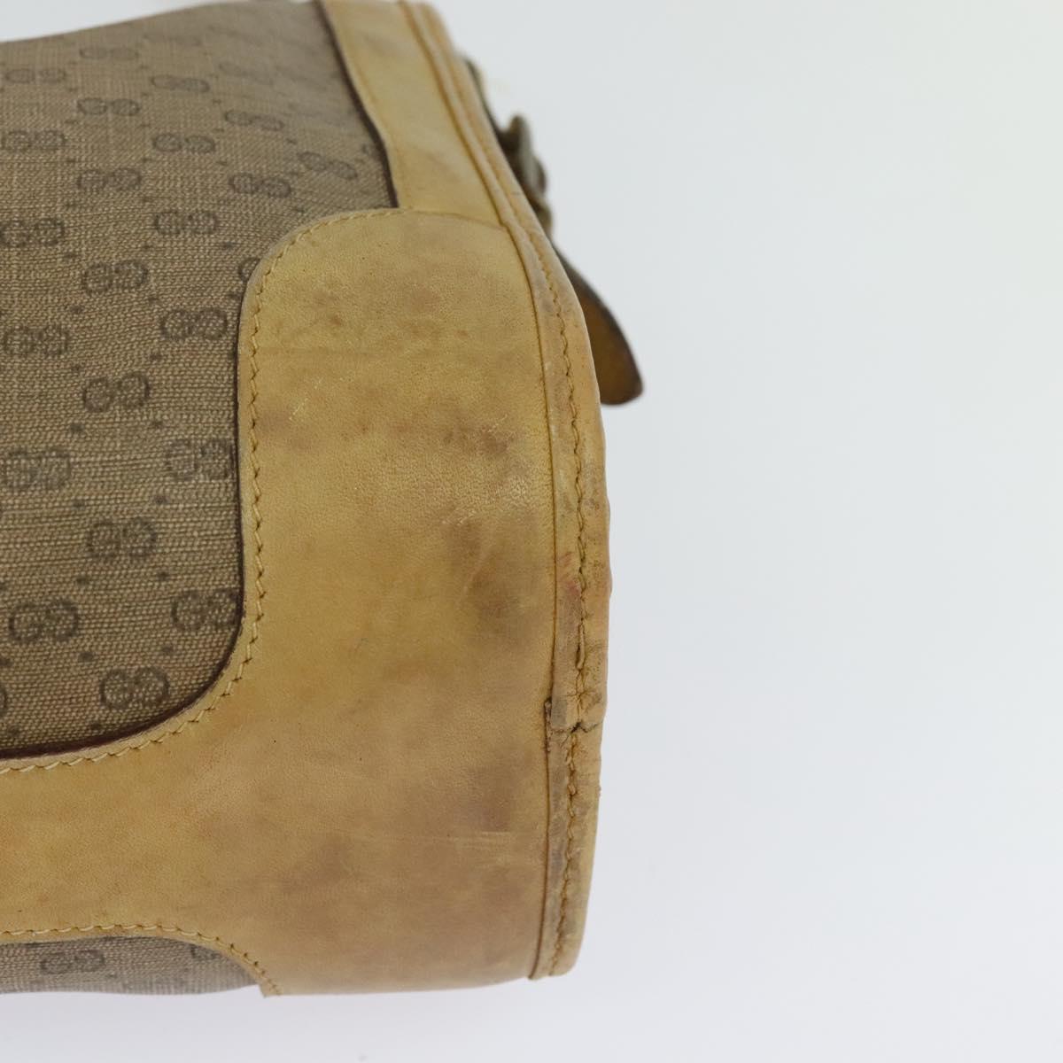GUCCI Micro GG Supreme Shoulder Bag PVC Beige Gold Auth bs23363
