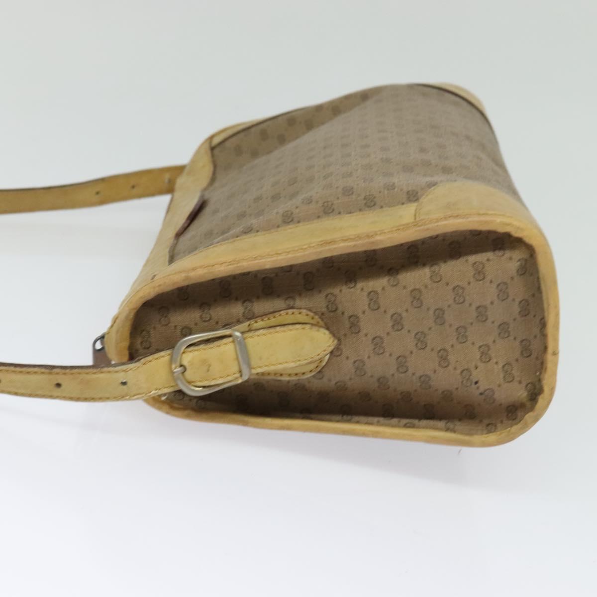 GUCCI Micro GG Supreme Shoulder Bag PVC Beige Gold Auth bs23363